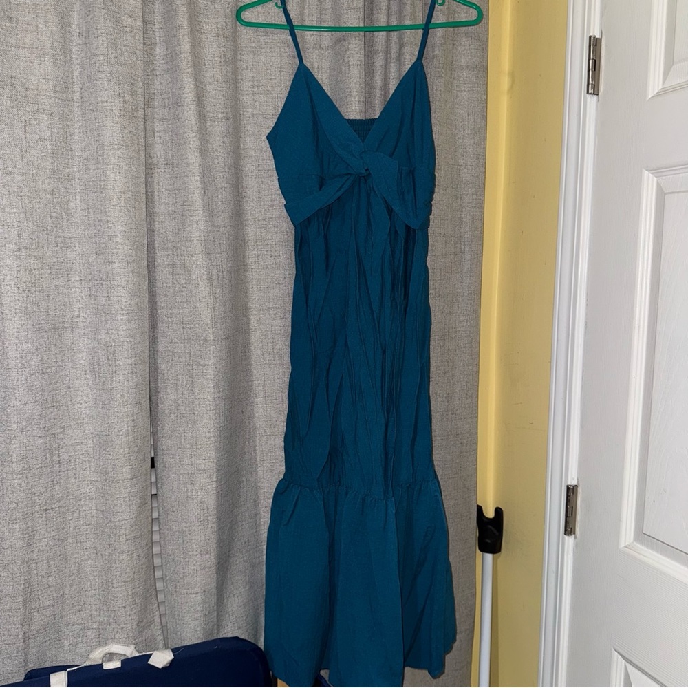 Blue long Strap Dress